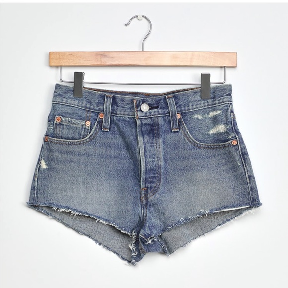 Levi’s Micro Jean Shorts High Waisted Medium Wash
501’s - Picture 1 of 7